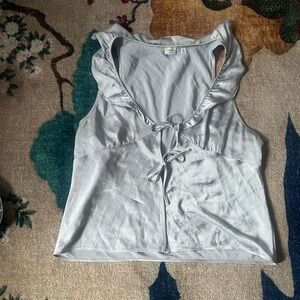 Aritzia Light Gray Ruffle Tank Top